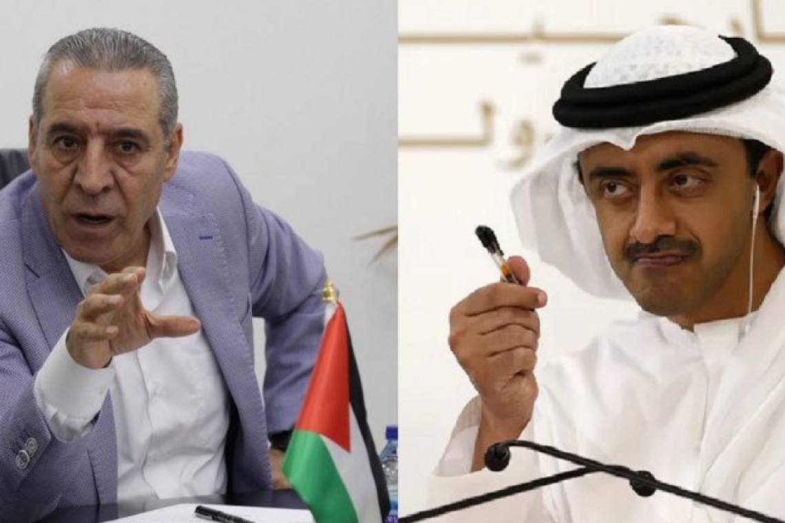 وزير خارجية الإمارات عبد الله بن زايد يهاتف حسين الشيخ مهنئًا إياه بتعيينه نائبًا لرئيس اللجنة التنفيذية ورئيس دولة فلسطين.